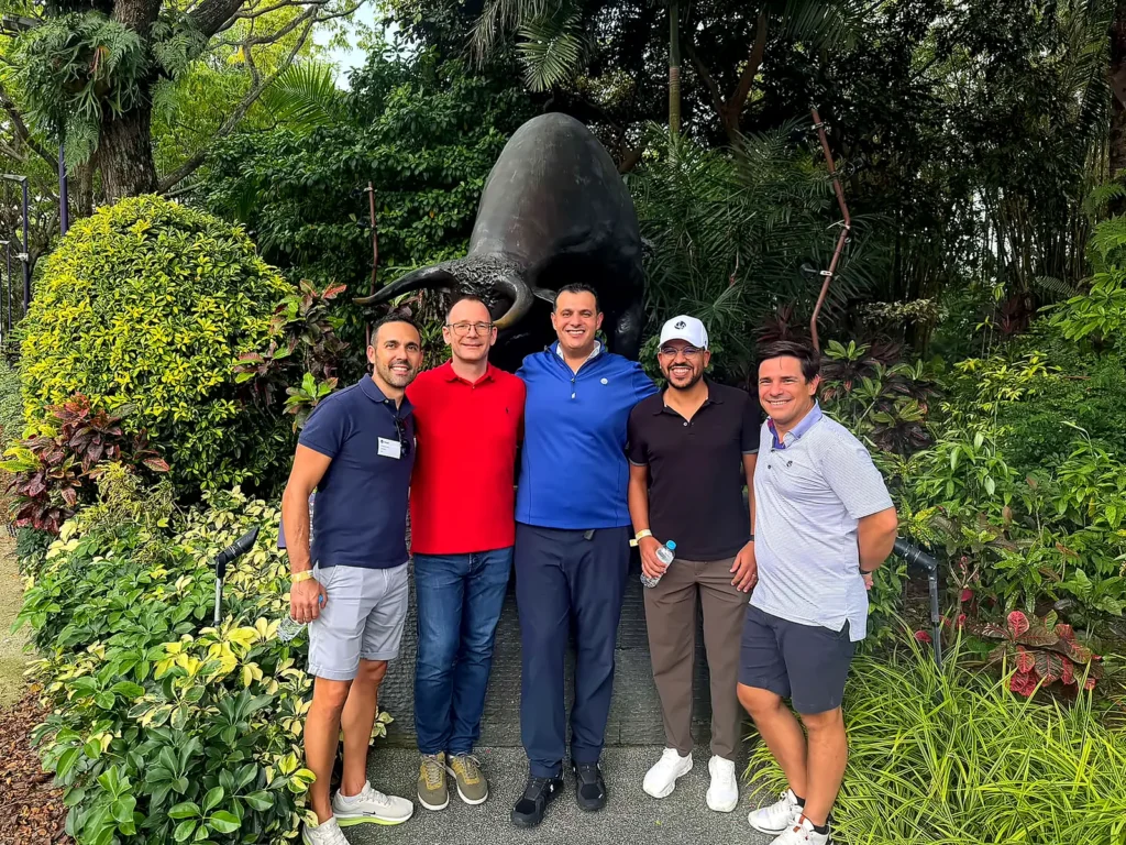 Samer Ali Hasan with CLA colleagues in a Singapore garden