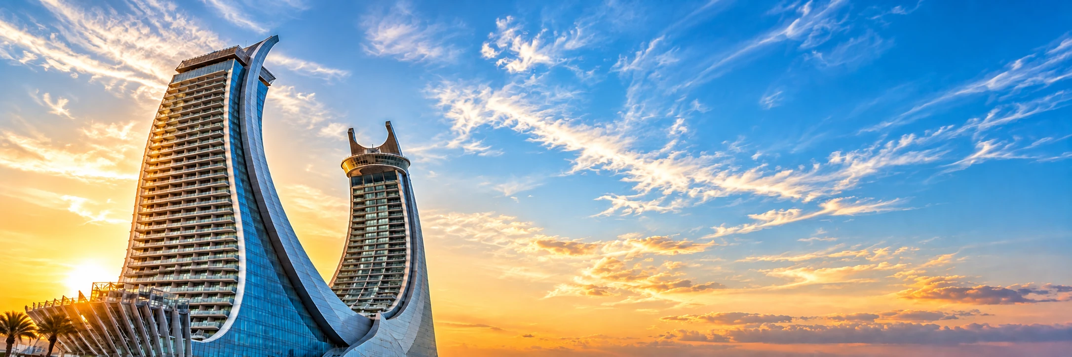 Katara Towers, Lusail, Qatar at sunrise