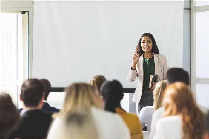 Strategy discussion with a professional presenter